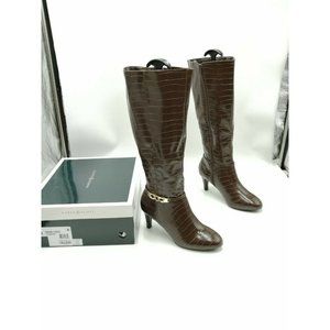Karen Scott Hanna Faux Leather Dress Boots Brown Croco Women's US 7.5 M